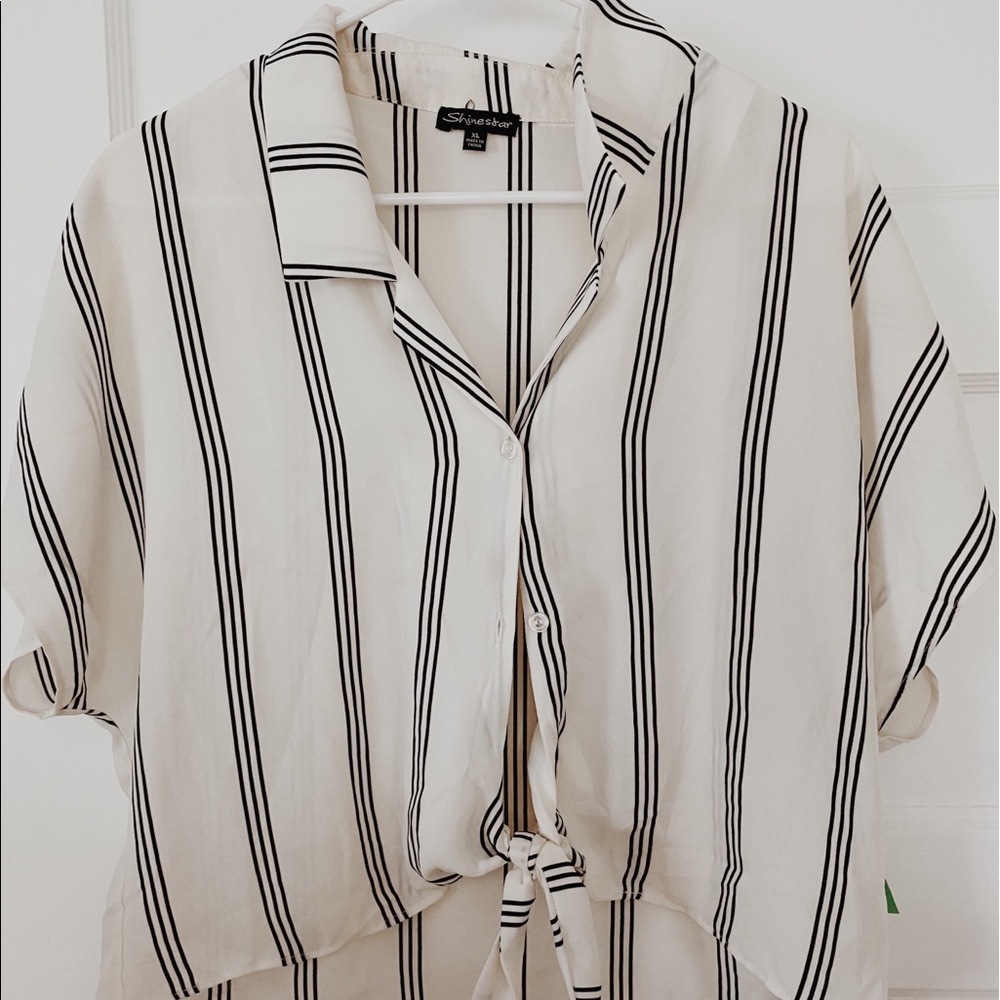 Striped button crop top